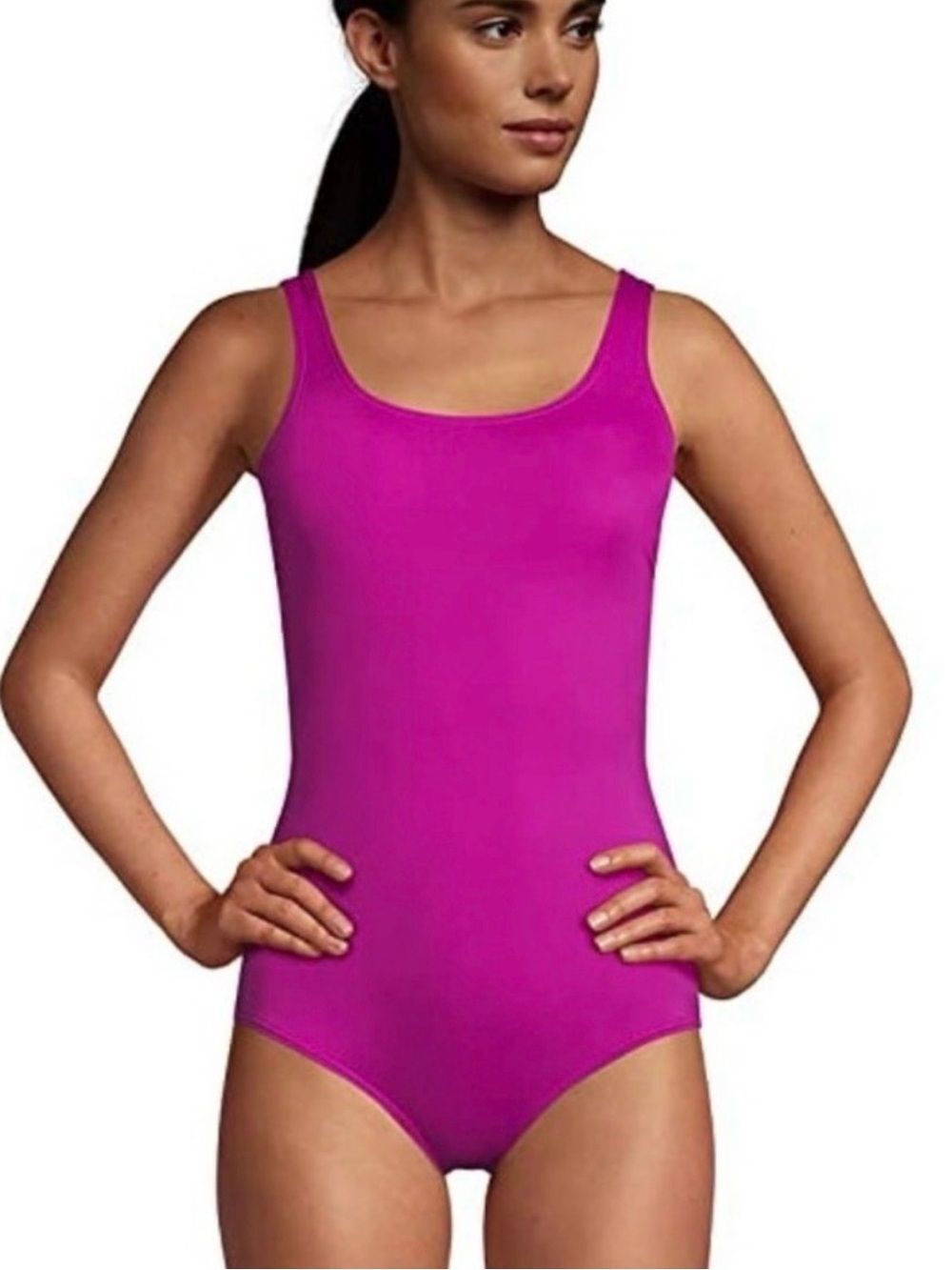 Land’s End Magenta Tuggless One Piece Swimsuit Size 16 plus size 368221